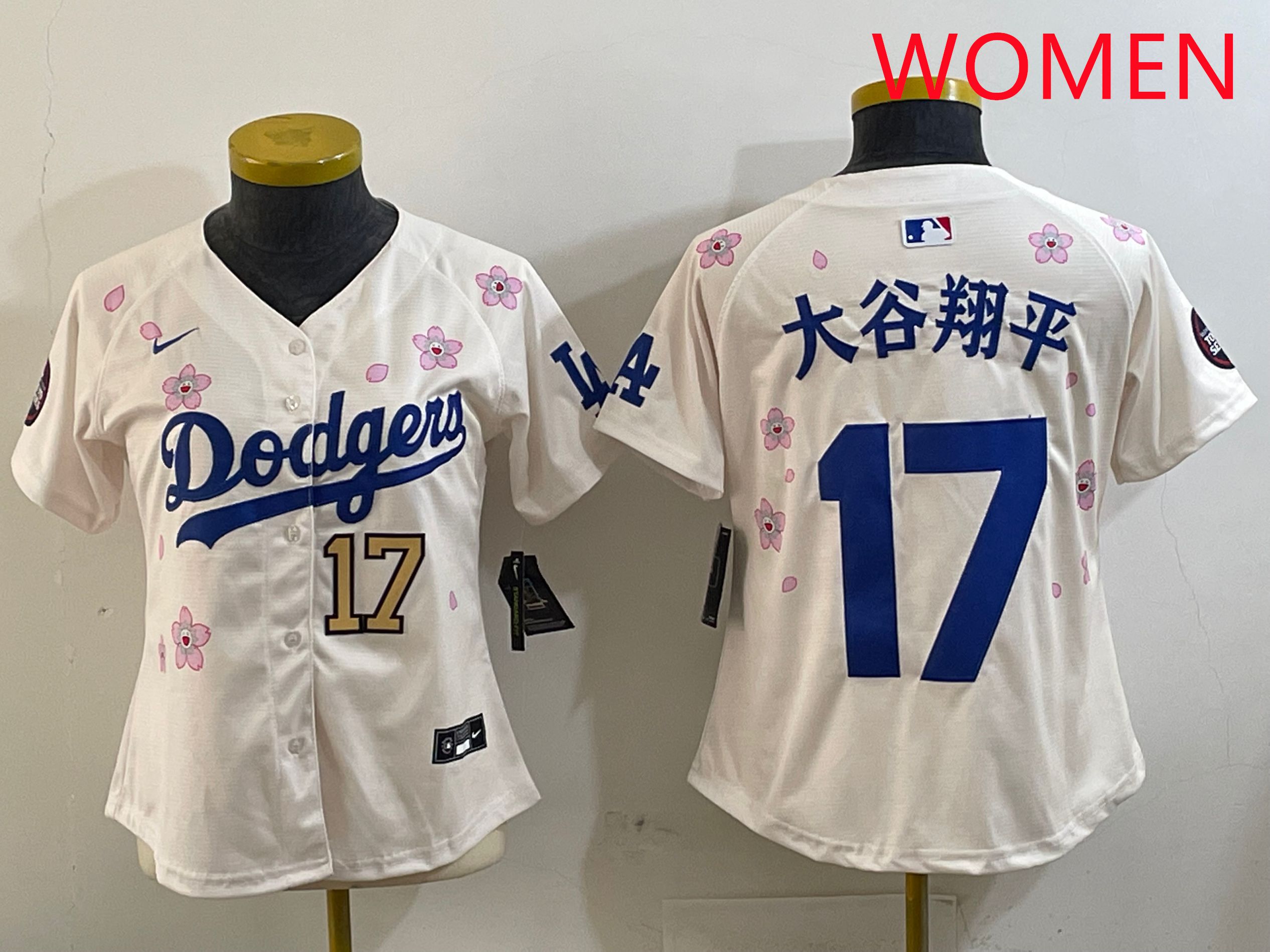 Women Los Angeles Dodgers #17 Ohtani Cream Sakura Edition 2025 Nike MLB Jersey style 20